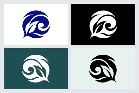 Abstract Leaf Circle Logo Icon Set 스톡 일러스트