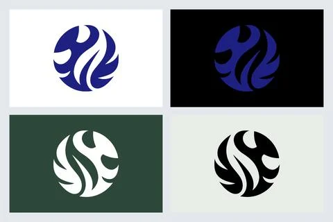 Abstract Leaf Circle Logo Symbol Design Set 스톡 일러스트