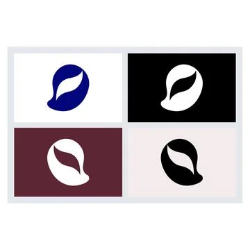 Abstract Leaf Coffee Bean Logo Icon Set Stock Illustration