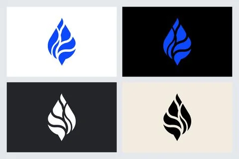 Abstract Leaf Flame Logo Design Elements Stock Illustration