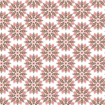 Abstract Leaf Flower Pattern Background In Blue Yellow Red Brown Color Stock Illustration