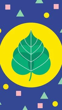 Abstract Leaf on Geometric Background 스톡 일러스트