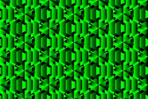 Abstract Leaf-Green Isometric Geometric Pattern  Seamless Texture Stock Illustration