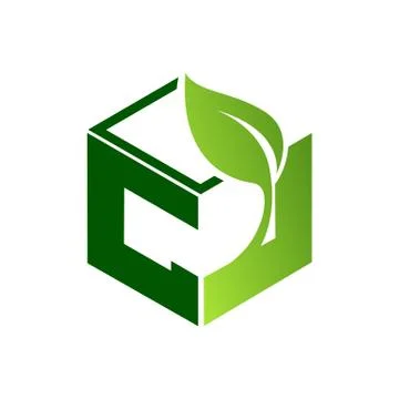 Abstract Leaf in hexagon with green light dark leaf logo template Stock Illustration