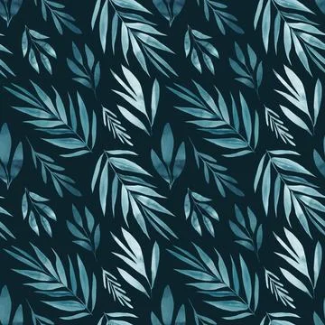 Abstract leaf, leaves pattern watercolor, tropical pattern for textiles and Stock Illustration