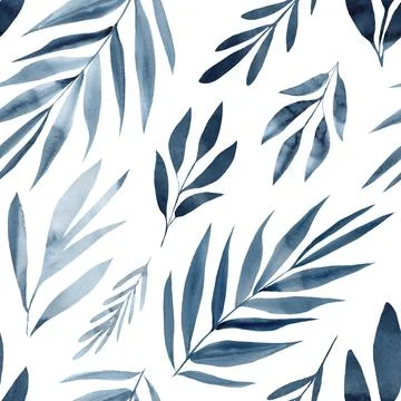 Abstract leaf, leaves pattern watercolor, tropical pattern for textiles and Stock Illustration