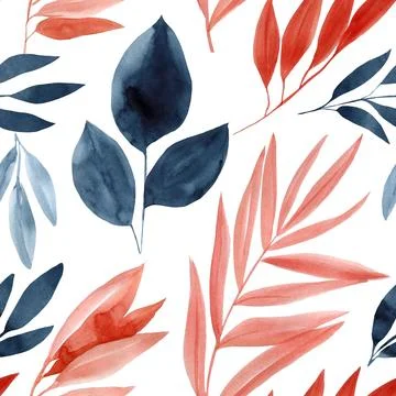 Abstract leaf, leaves pattern watercolor, tropical pattern for textiles and Stock Illustration