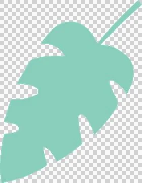 Abstract leaf with lobed cutouts is floating diagonally on transparent Stock Illustration