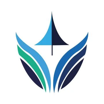 Abstract Leaf Logo Design In Dark Turquoise And Aquamarine Stock Illustration