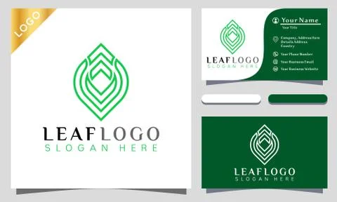 Abstract Leaf Logo Design Vector Illustration Template Ilustração Stock