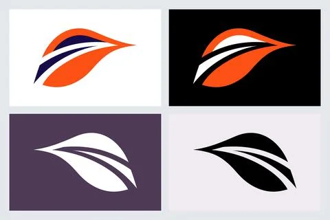 Abstract Leaf Logo Icon Set Stock Illustration