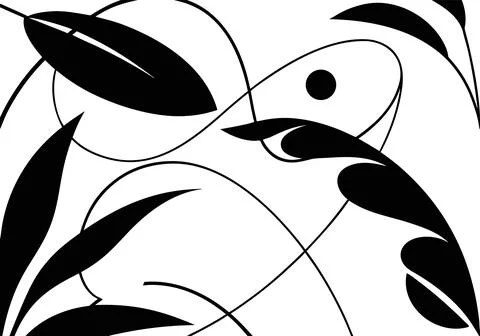 Abstract leaf pattern with curved lines and silhouette foliage vector design. Stock Illustration