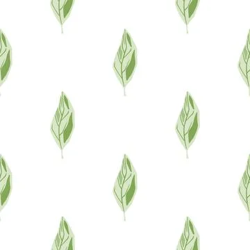 Abstract leaf seamless doodle pattern. Isolated botanic print in green pastel Illustrazione stock