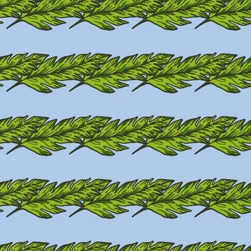 Abstract leaf seamless pattern on blue background. Minimalistic leaves orname Stock Illustration