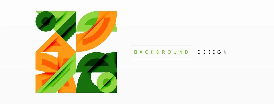 Abstract leaf shapes form stylized number 2. Green, orange hues dominate simple Stock Illustration