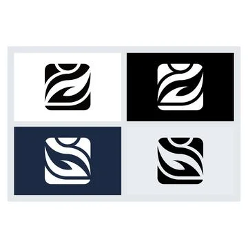 Abstract Leaf Square Logo Icon Set Stock Illustration