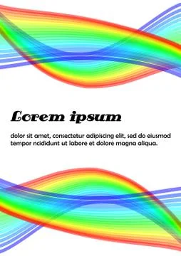 Abstract leaflet template with blending rainbow waves in mirror composition.  Stock Illustration