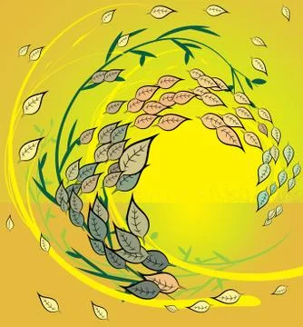 Abstract leafs in motion on sunshine background Stock Illustration