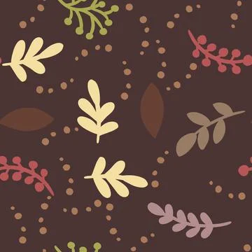 Abstract leafs retro seamless pattern. Cozy boho template of stock illustrati Stock Illustration