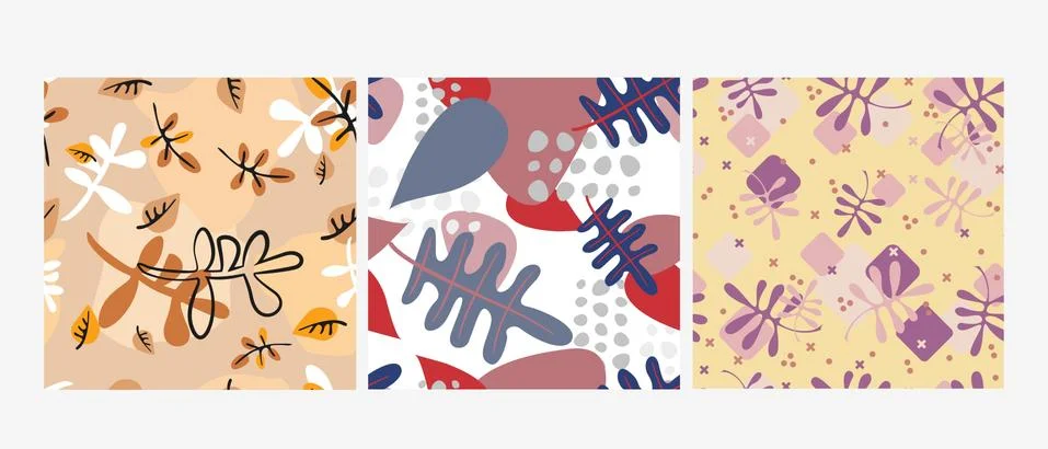 Abstract leafy patterns made in various colors. Rolling color style: Stock Illustration