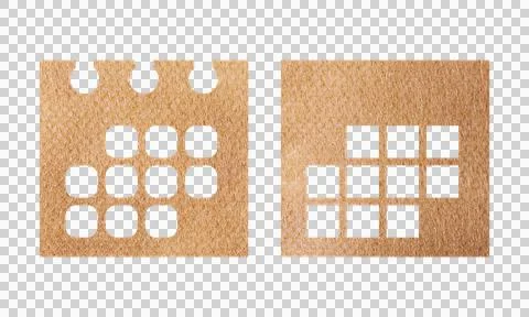 Abstract Leather Texture Calendar Schedule Symbol Icon Set Isolated on Whit.. Stock Illustration