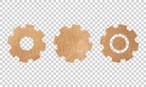 Abstract Leather Texture Gear Settings Symbol Icon Set Isolated on White Ba.. Stock Illustration