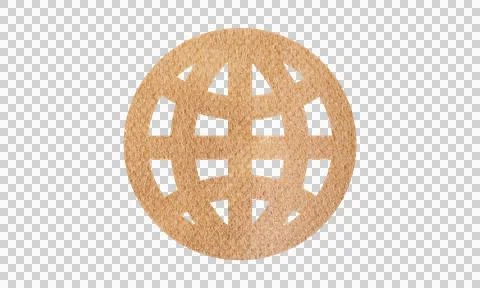 Abstract Leather Texture Globe World Symbol Icon Isolated on White Background Stock Illustration