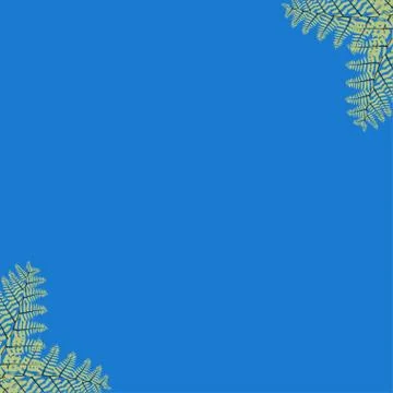 Abstract leaves background with fern leave on blue classic. Stock Illustration