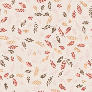 Abstract leaves seamless pattern design, sepia vector illustration. Illustrazione stock