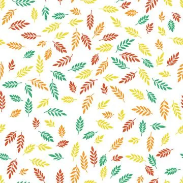 Abstract leaves seamless pattern design, multicolor vector illustration. Stock Illustration