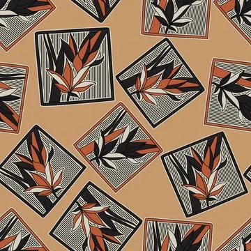 Abstract leaves seamless Pattern on muster background Stock-Illustration