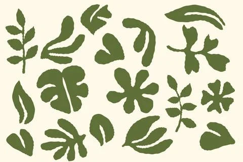 Abstract leaves texture collection.Vector illustration. Stock Illustration