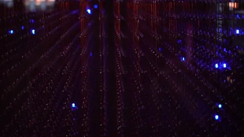 Abstract LED cube with glowing light bulbs, light music. 스톡 동영상 194132708