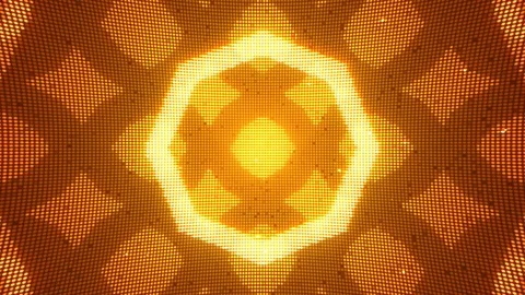 Abstract LED dotted screen orange background loop with kaleidoscopic shapes Stock Footage 81029452