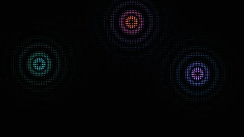 Abstract LED halftone circles radiating colorful light waves Stock Footage 337449926