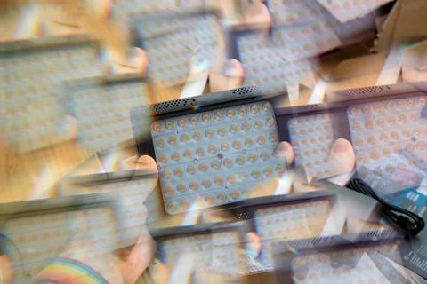 Abstract LED Light Panel with Multiple Reflections Illustrazione stock