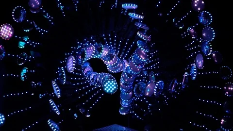 Abstract LED Motion Light with moving pattern on arms and many colors Stock Footage 98711358