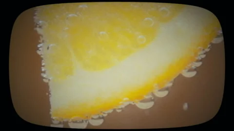 Abstract lemon slice pattern with air bubbles. Vintage Film Look Stock Footage 293661600