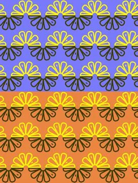 Abstract Lemon Slice Seamless Pattern. Outline cute ornamental horizontal 스톡 일러스트