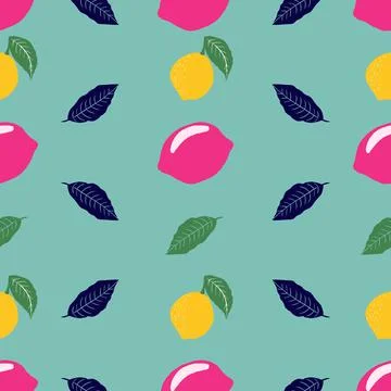 Abstract lemons and leaves vector seamless pattern design Stock Illustration