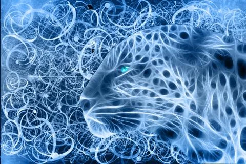 Abstract Leopard on Cyan Abstract Loops Background Stock Illustration