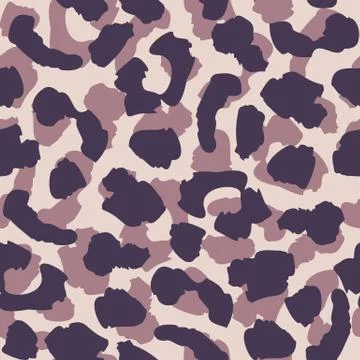 Abstract leopard skin seamless pattern. Purple and black colors texture repea Stock Illustration