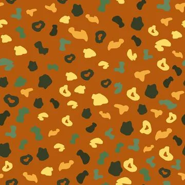 Abstract leopard skin seamless pattern on orange background. Modern cheetah f Illustrazione stock