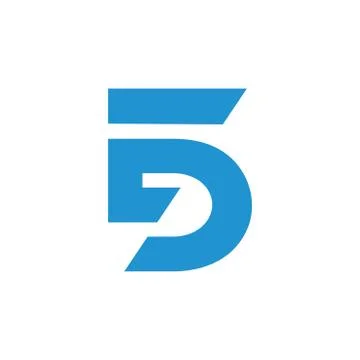 Abstract letter 5d simple geometric logo vector Illustrazione stock