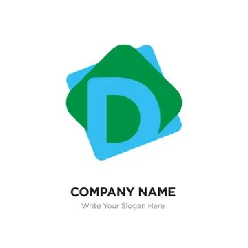 Abstract letter D logo design template. Blue vector icon on green and blue ba Stock Illustration
