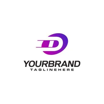 Abstract letter D logo with fast speed lines fast speed moving delivery conce Illustrazione stock