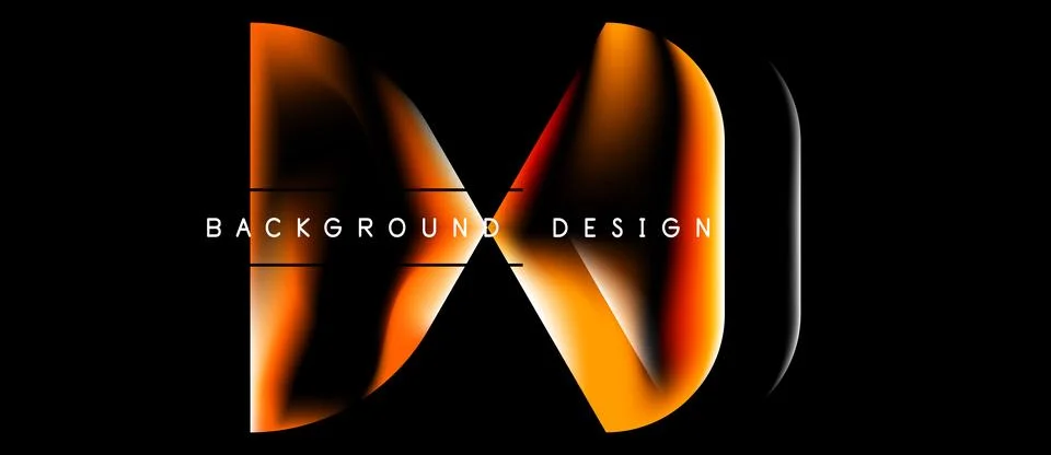 Abstract letter design. Orange gradient shapes form stylized initial. Dark Stockillustratie