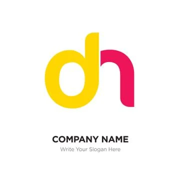 Abstract letter dn, nd logo design template, red &amp; yellow Alphabet initial le Stock Illustration
