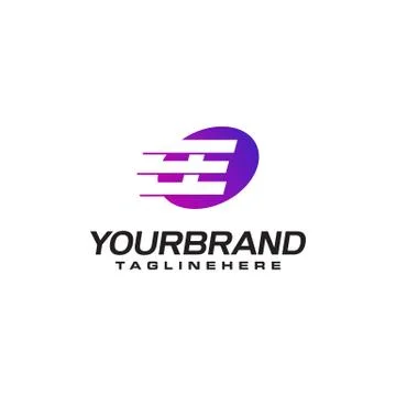 Abstract letter E logo with fast speed lines fast speed moving delivery conce Illustrazione stock