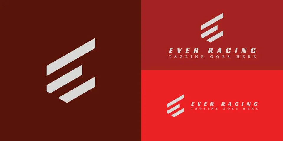 Abstract Letter E or EE logo with three fast speed lines in silver color Stock-Illustration